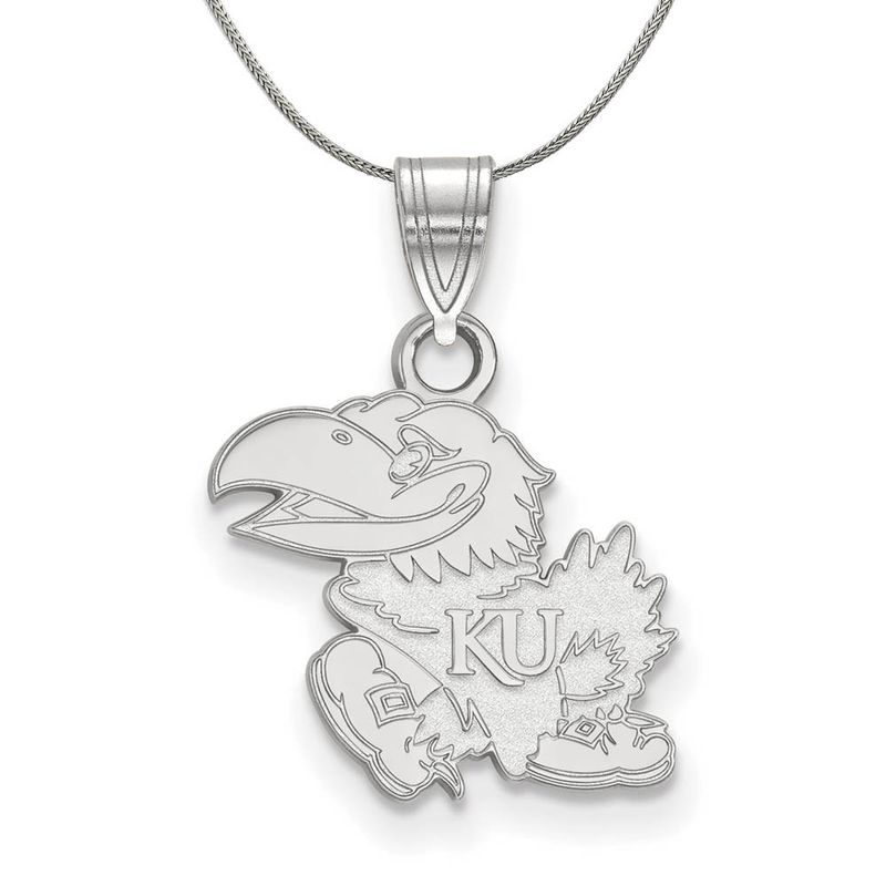 Sterling Silver U Of Kansas Small Pendant Necklace - 24 Inch